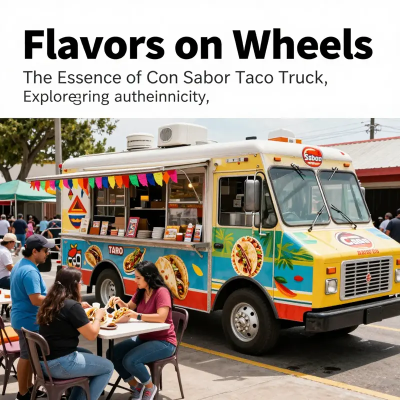 A photo of Con Sabor Taco Truck amidst a crowd of taco lovers in San Jose.