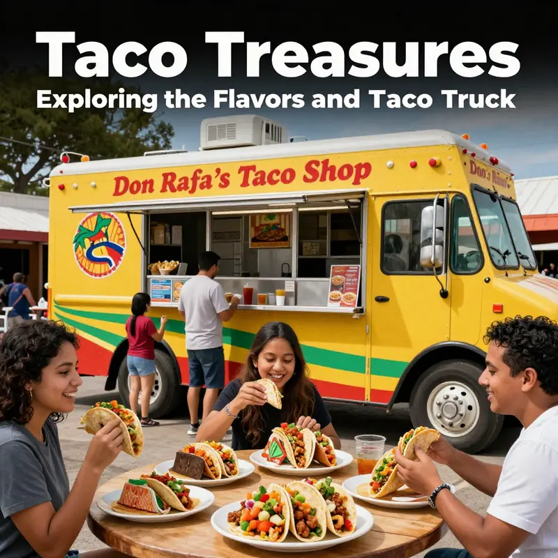 Enjoying delicious tacos from Don Rafa’s Taco Shop in a vibrant outdoor setting.