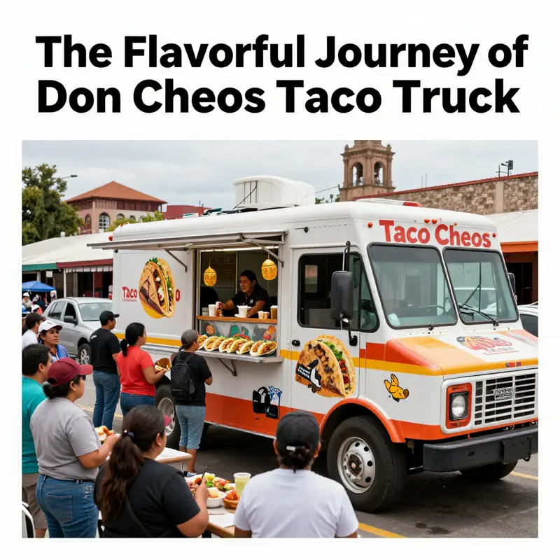 The captivating appeal of the legendary Don Cheos Taco Truck amidst a bustling city scene.