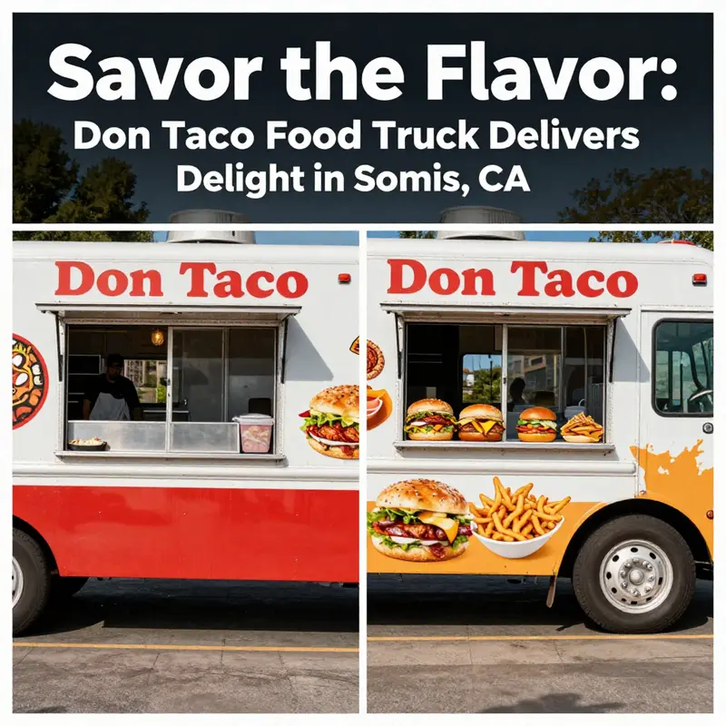 The bustling exterior of Don Taco food truck in Somis, showcasing its delectable offerings and vibrant atmosphere.