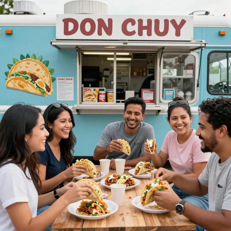 An array of authentic Mexican tacos showcasing the vibrant flavors of Don Chuy Taco Truck.