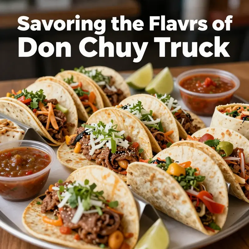 An array of authentic Mexican tacos showcasing the vibrant flavors of Don Chuy Taco Truck.