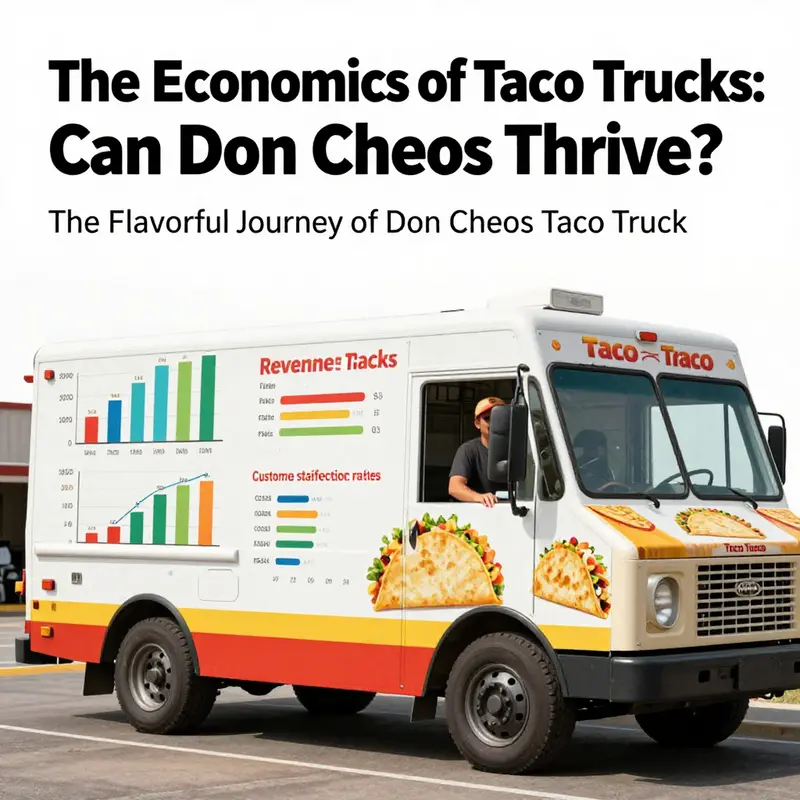 The captivating appeal of the legendary Don Cheos Taco Truck amidst a bustling city scene.