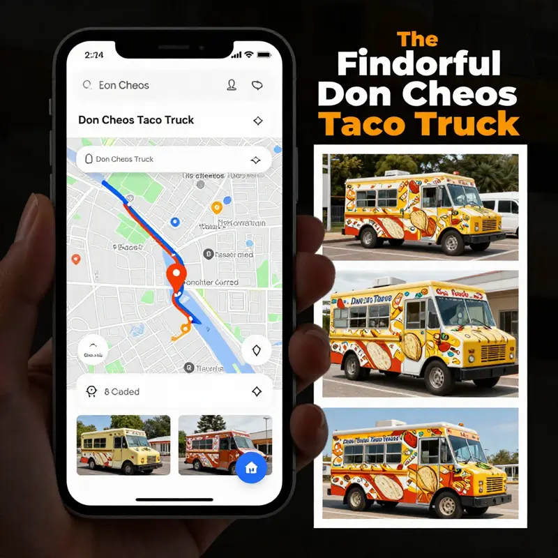 The captivating appeal of the legendary Don Cheos Taco Truck amidst a bustling city scene.