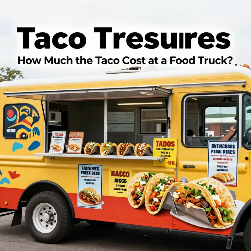 Pricing strategies on display at a lively food truck, demonstrating a range of taco options.
