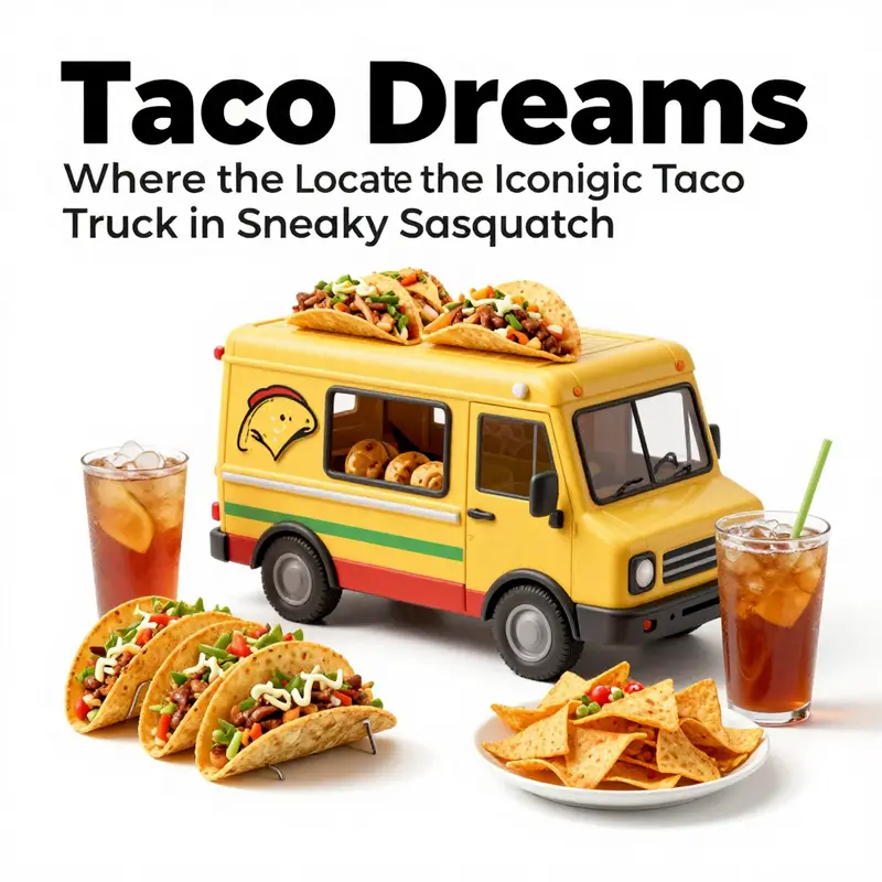 The taco truck at its prime campsite location, brimming with potential taco adventures.