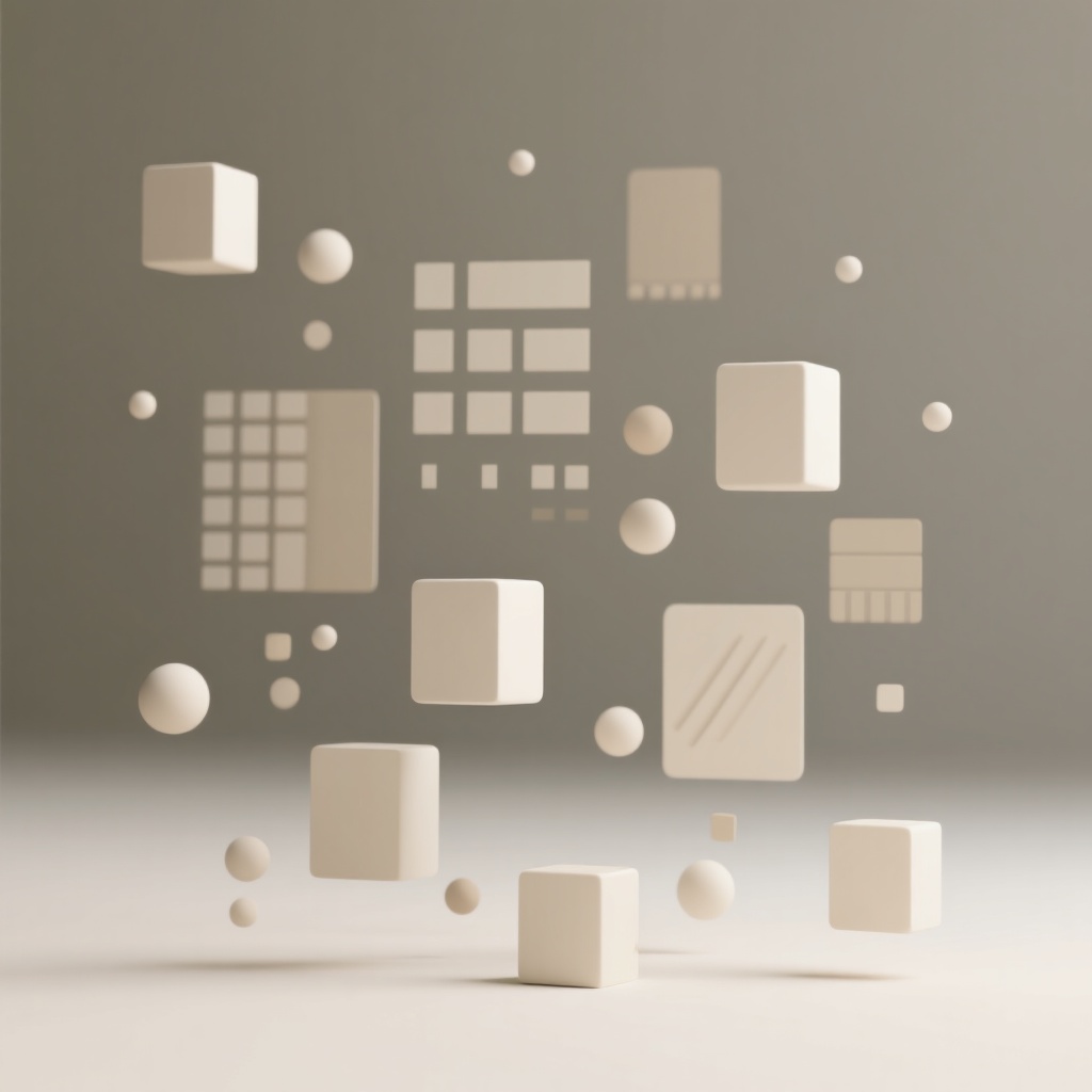 Abstract data blocks and dots representing data and evidence