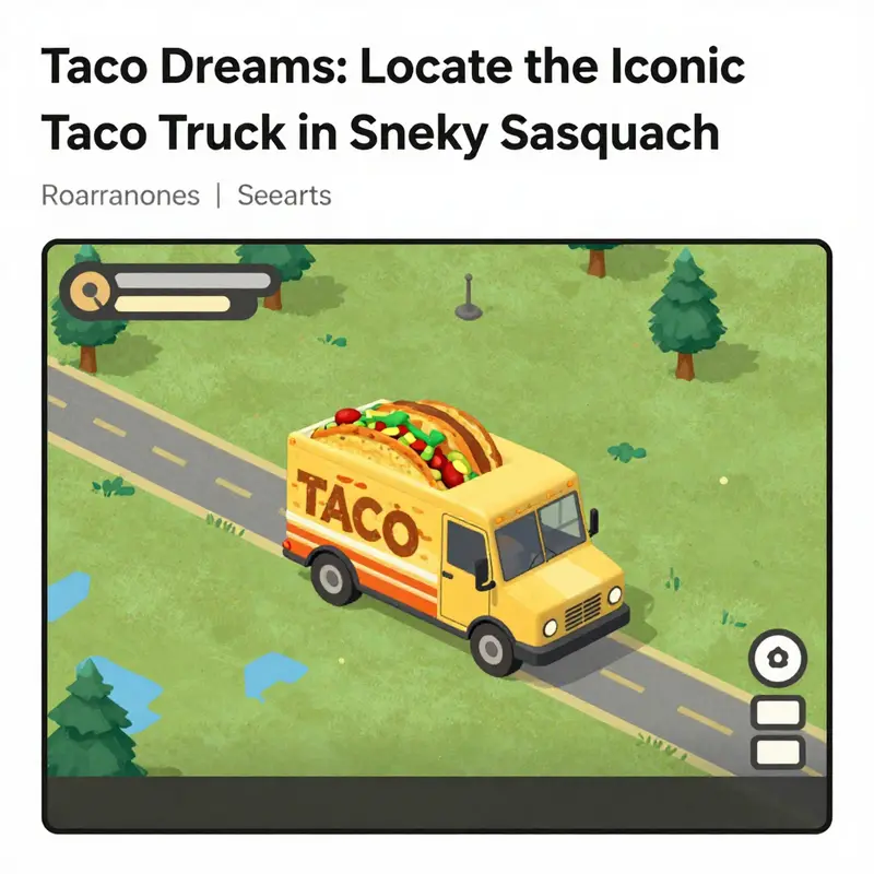The taco truck at its prime campsite location, brimming with potential taco adventures.