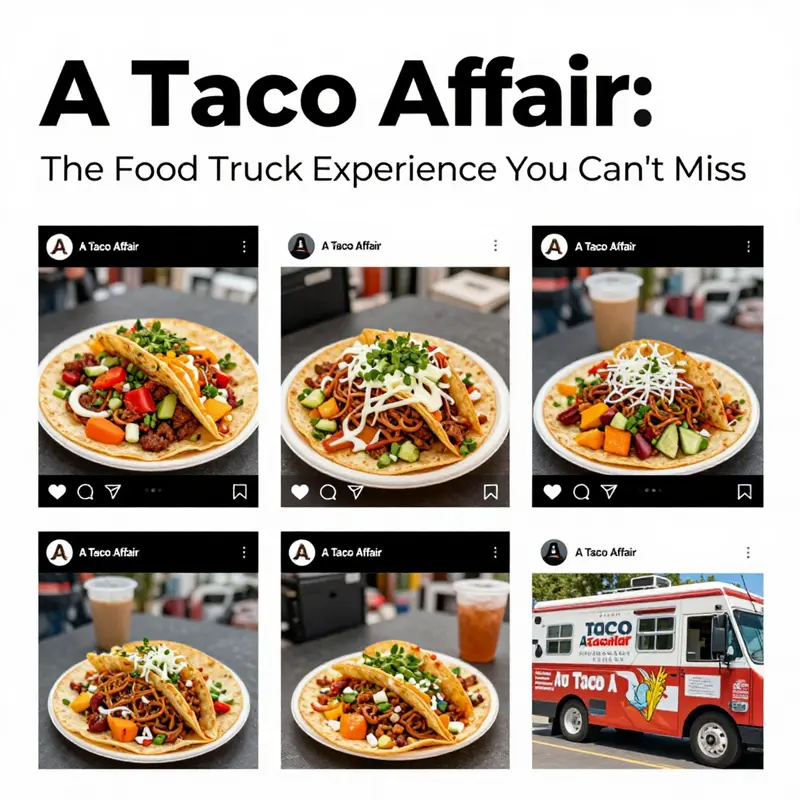 A colorful array of tacos served at A Taco Affair food truck, featuring fresh ingredients and traditional flavors.