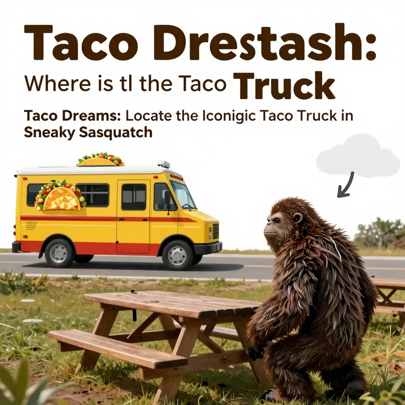 The taco truck at its prime campsite location, brimming with potential taco adventures.