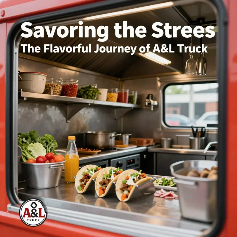 A&L Taco Truck bustling with energy and surrounded by taco enthusiasts in an urban environment.
