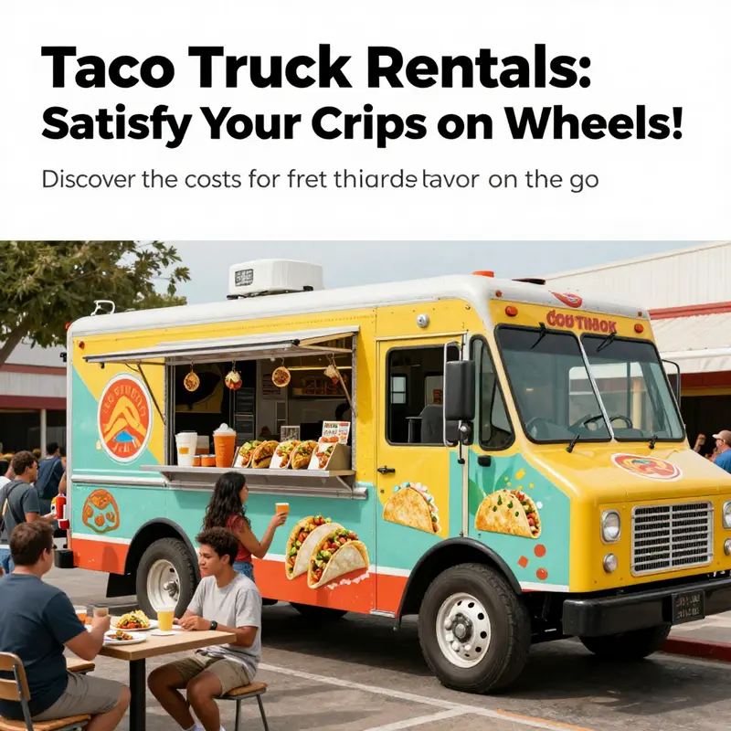 A taco truck filled with customers enjoying tacos and celebrating at a vibrant outdoor event.