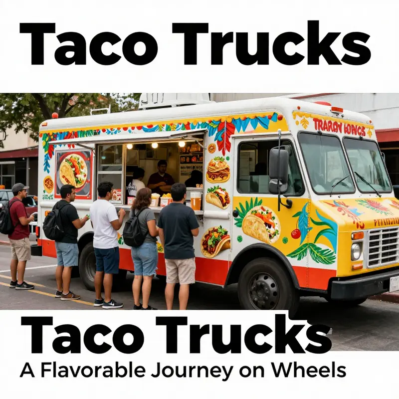 A colorful taco truck atmosphere with customers and staff, representing urban culinary culture.
