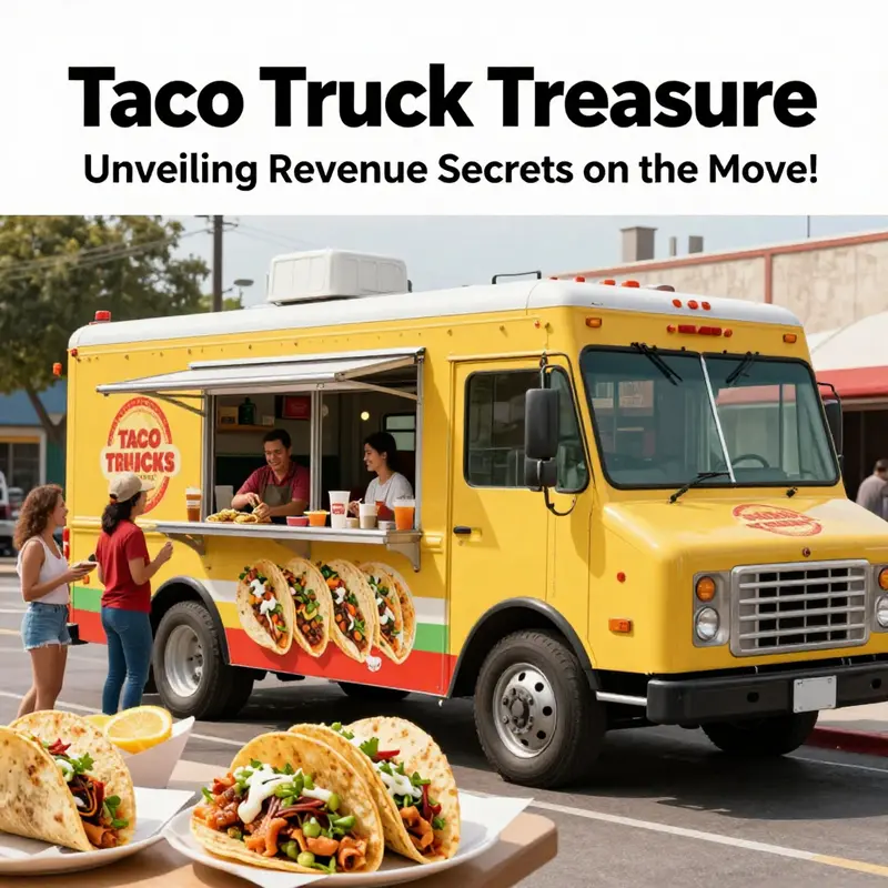 An inviting taco truck with an assortment of tacos on display, representing the joyful food culture of taco trucks.