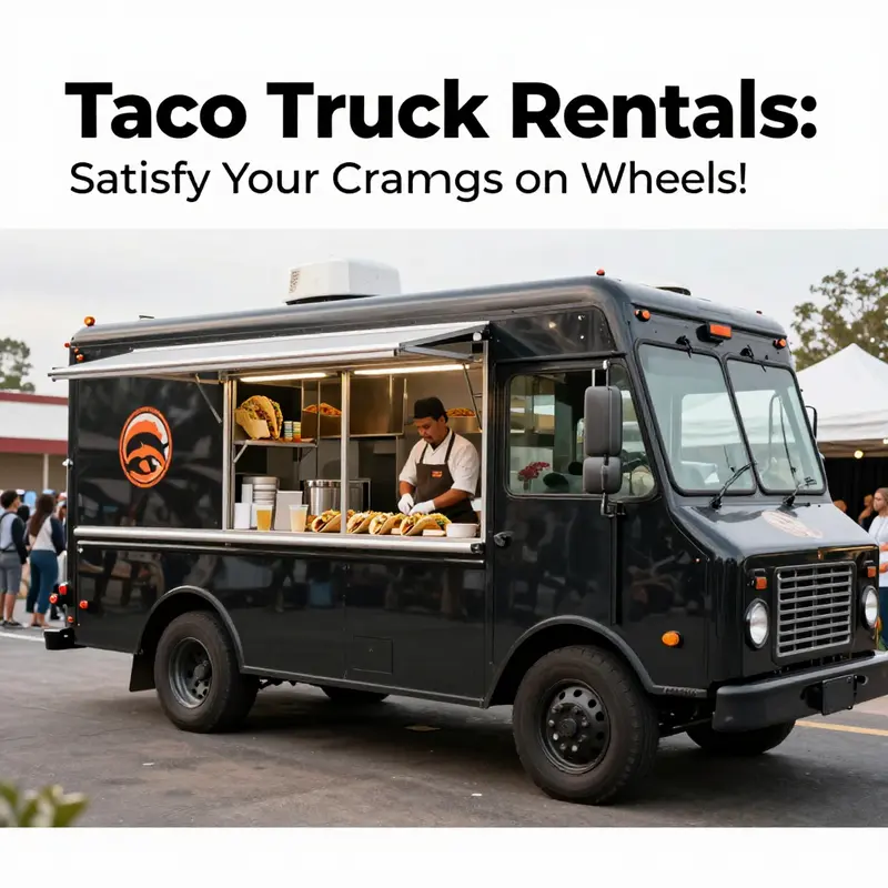 A taco truck bustling with energy at a festival, showcasing its basic rental appeal.