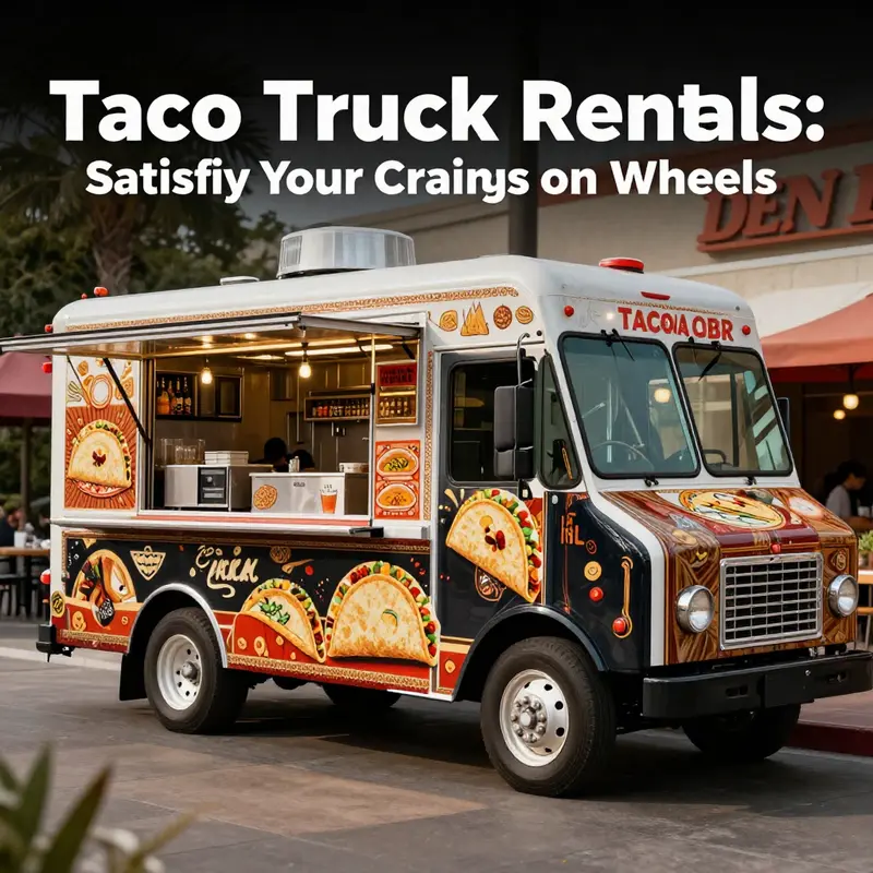 A taco truck bustling with energy at a festival, showcasing its basic rental appeal.