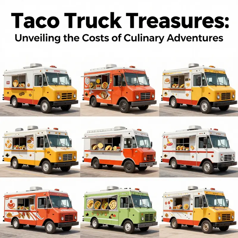 A collection of various taco trucks representing different styles, showcasing the diversity in culinary adventures on wheels.