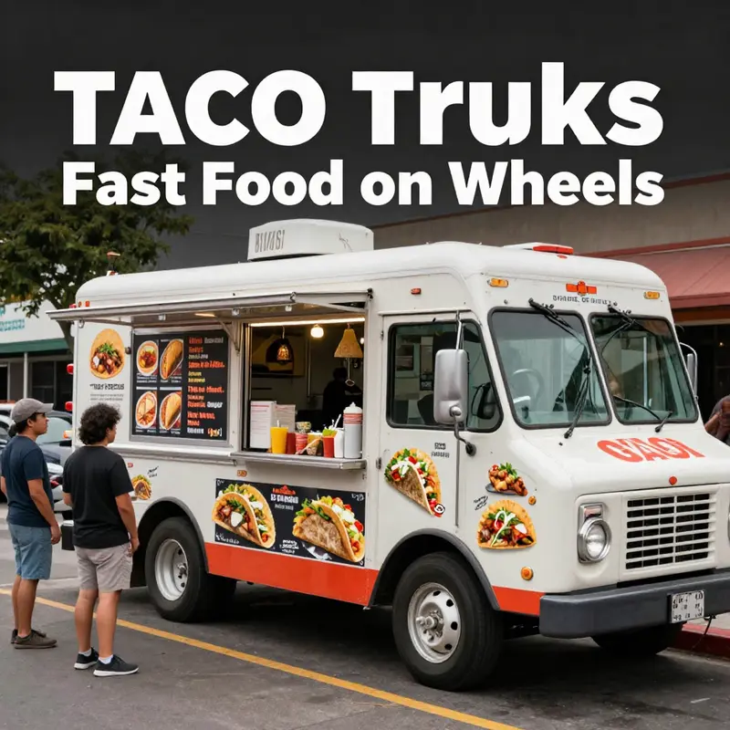 Taco trucks serve delicious Mexican fast food on-the-go in bustling urban environments.