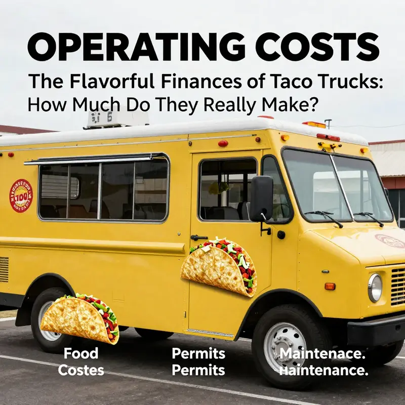 A taco truck in a bustling urban area, highlighting the potential revenue from high customer volume.