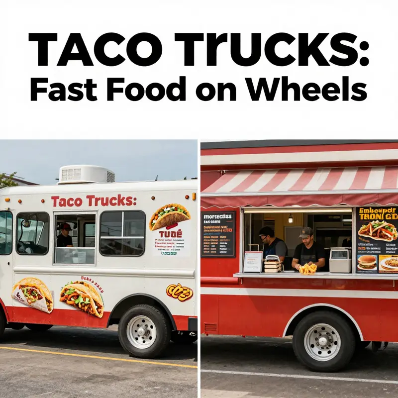 Taco trucks serve delicious Mexican fast food on-the-go in bustling urban environments.