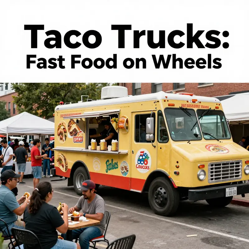 Taco trucks serve delicious Mexican fast food on-the-go in bustling urban environments.