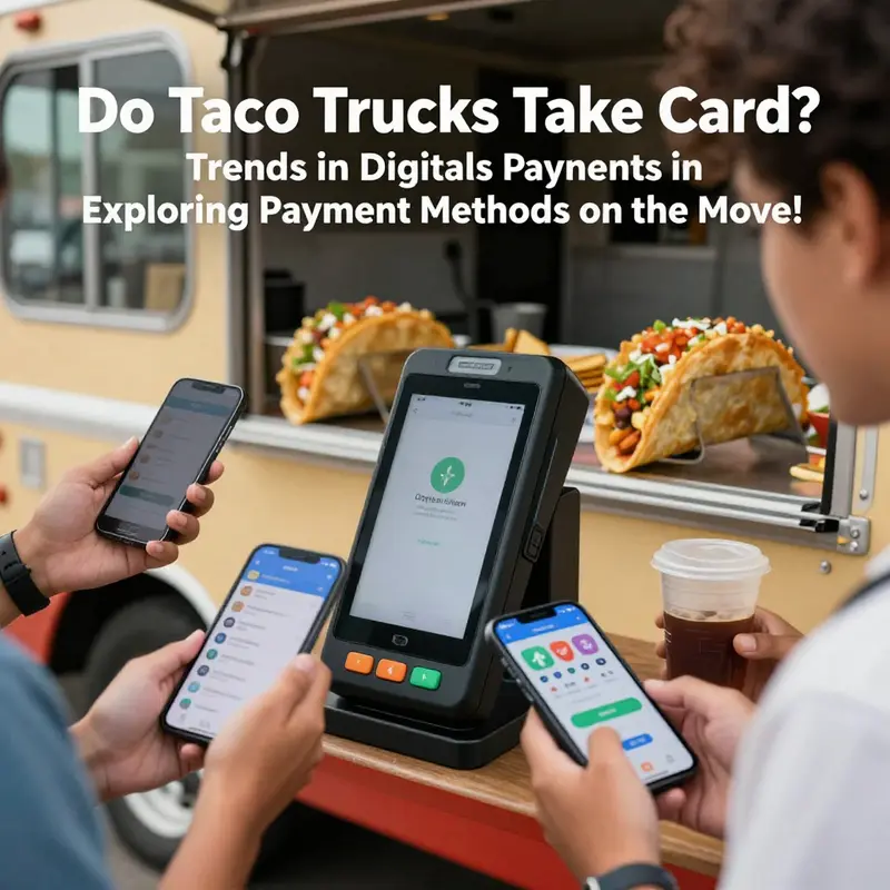 A lively taco truck environment where diverse payment methods are utilized.