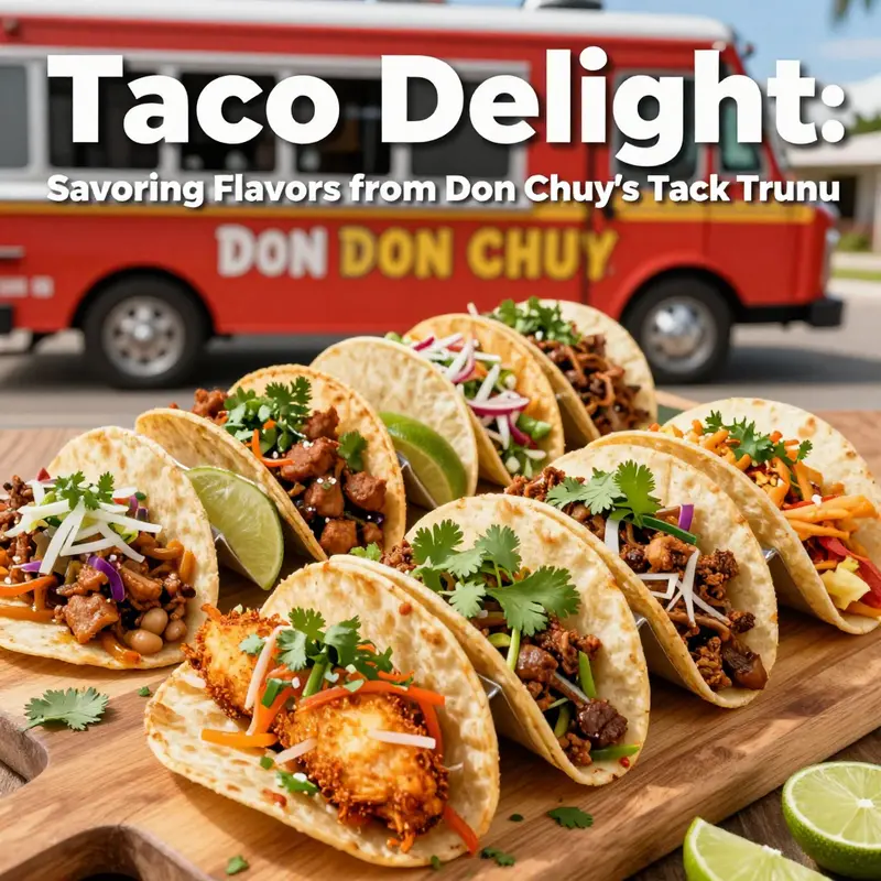 A tantalizing spread of authentic tacos from Don Chuy’s Taco Truck, showcasing vibrant flavors and artisanal craftsmanship.