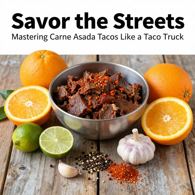 Colorful ingredients ready for an authentic carne asada marinade, showcasing the key components for flavor.