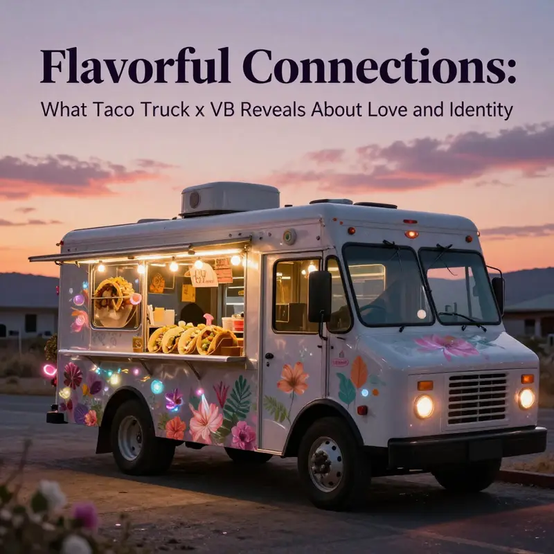 Capturing the essence of love and vulnerability at a bustling taco truck.