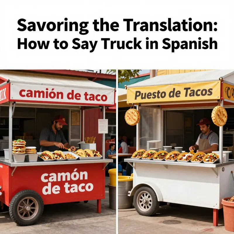 The vibrant taco truck embodies the spirit of community and flavor, showcasing the translations that capture its essence.