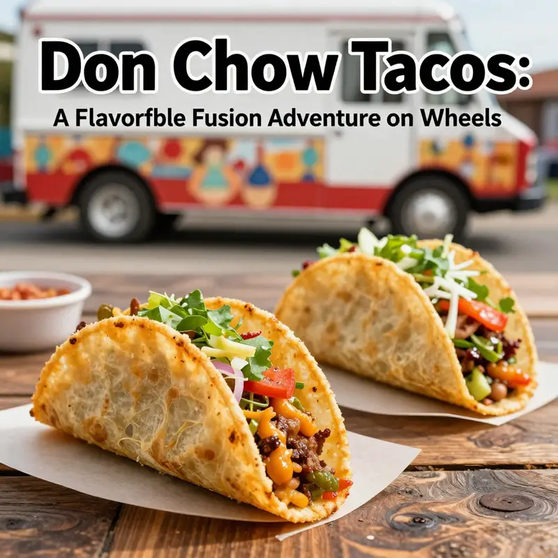 The lively Don Chow Tacos food truck serving up its unique fusion of flavors in the heart of Los Angeles.