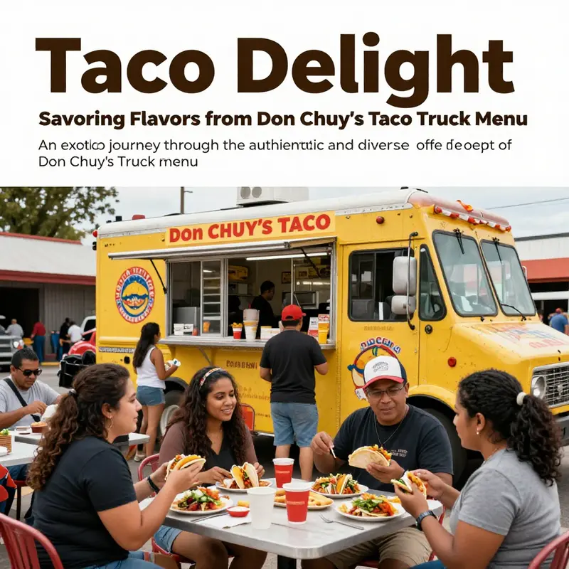Customers enjoying delicious tacos from Don Chuy's Taco Truck, highlighting the lively and welcoming environment.