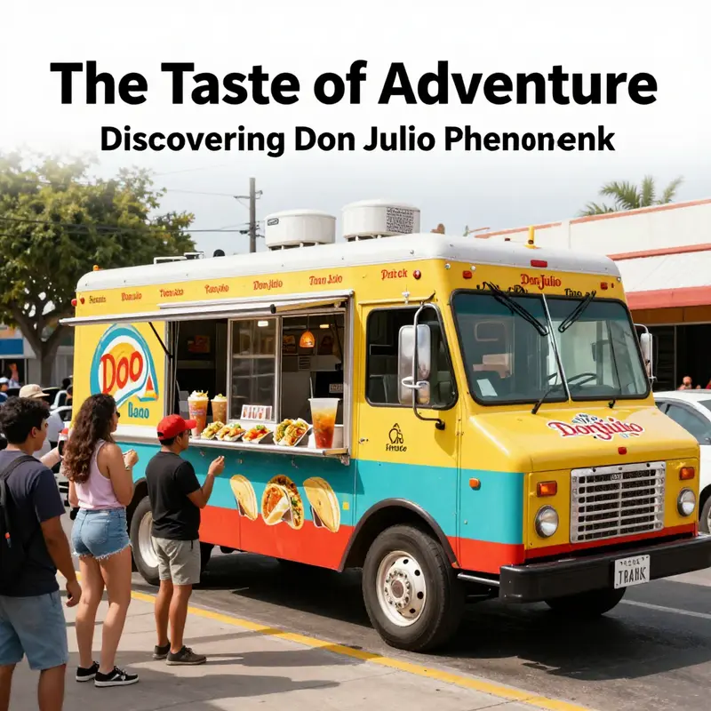 The lively atmosphere around Don Julio Taco Truck, where taco lovers gather for a taste of authentic flavors.