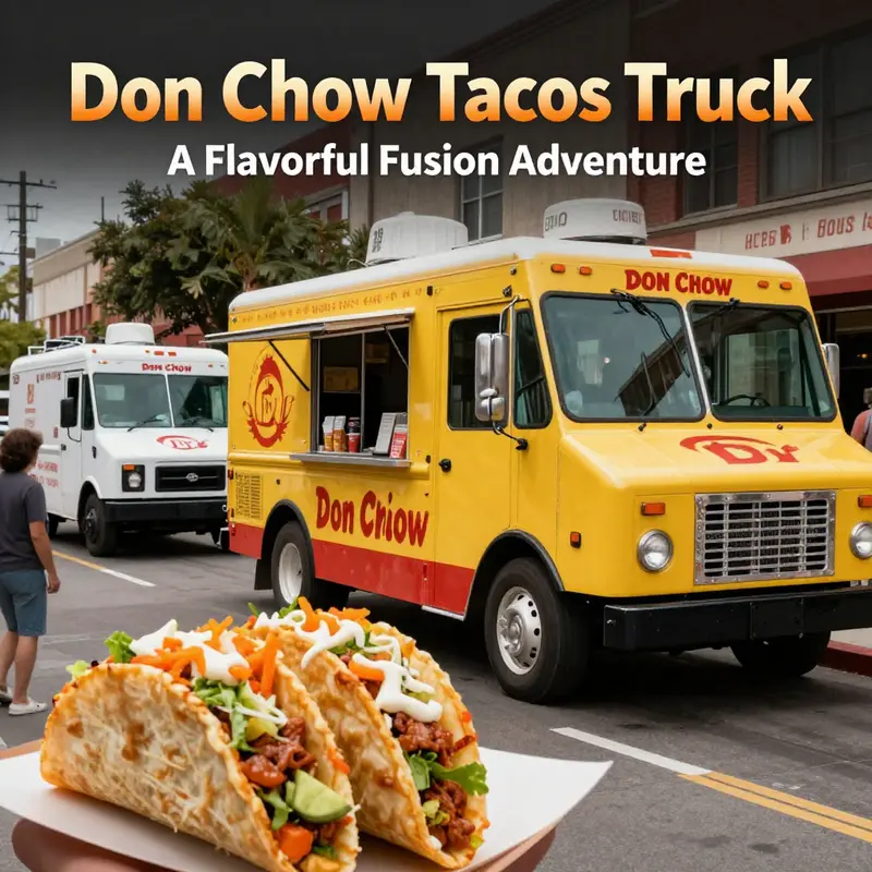 The vibrant exterior of Don Chow Tacos Truck, blending elements of Chinese and Latin culture.
