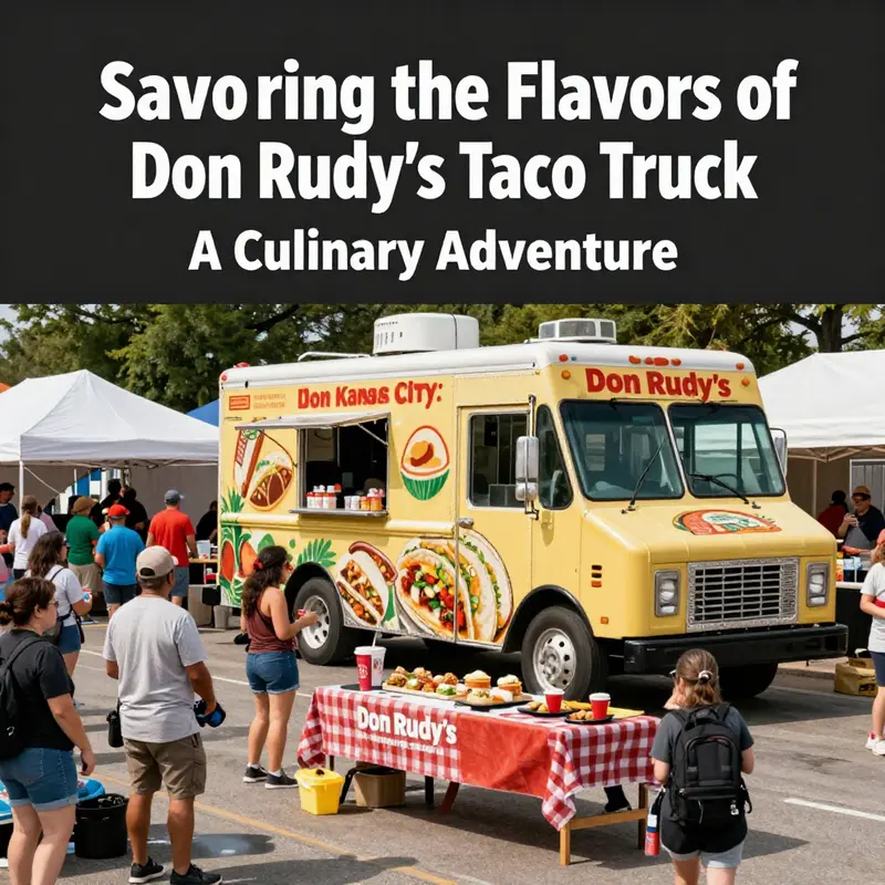 Don Rudy’s Taco Truck in its prime location, drawing crowds for a delicious meal.