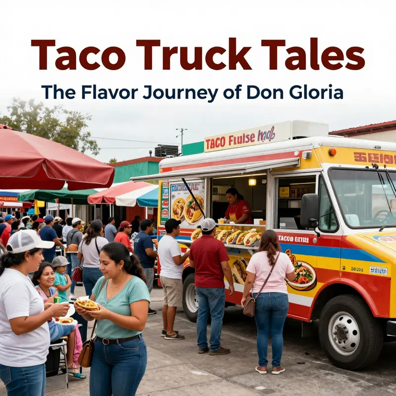 Food lovers on the hunt for the elusive Don Gloria Taco Truck in a lively city.