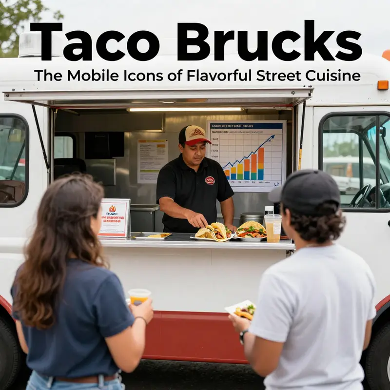 A bustling taco truck scene showcasing its role in bringing people together through food.