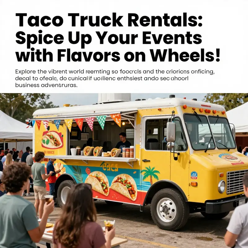 A lively taco truck at an event, showcasing people enjoying delicious tacos in a festive atmosphere.