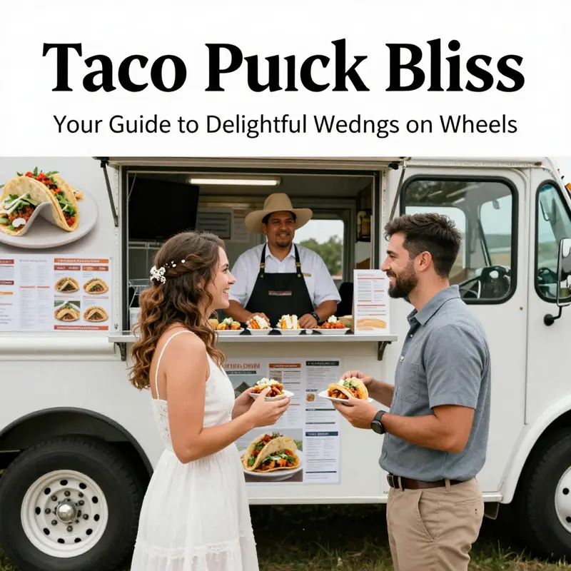 A vibrant taco truck serving delicious meals during a joyful wedding reception.
