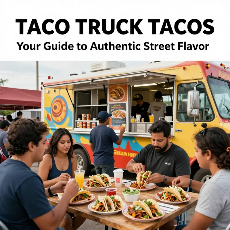 A lively food truck serving tacos, filled with customers enjoying fresh street food.