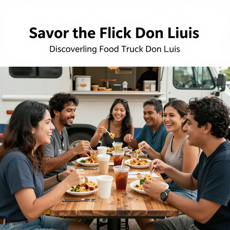 Food Truck Don Luis bustling with customers during its evening service hours in Los Angeles.