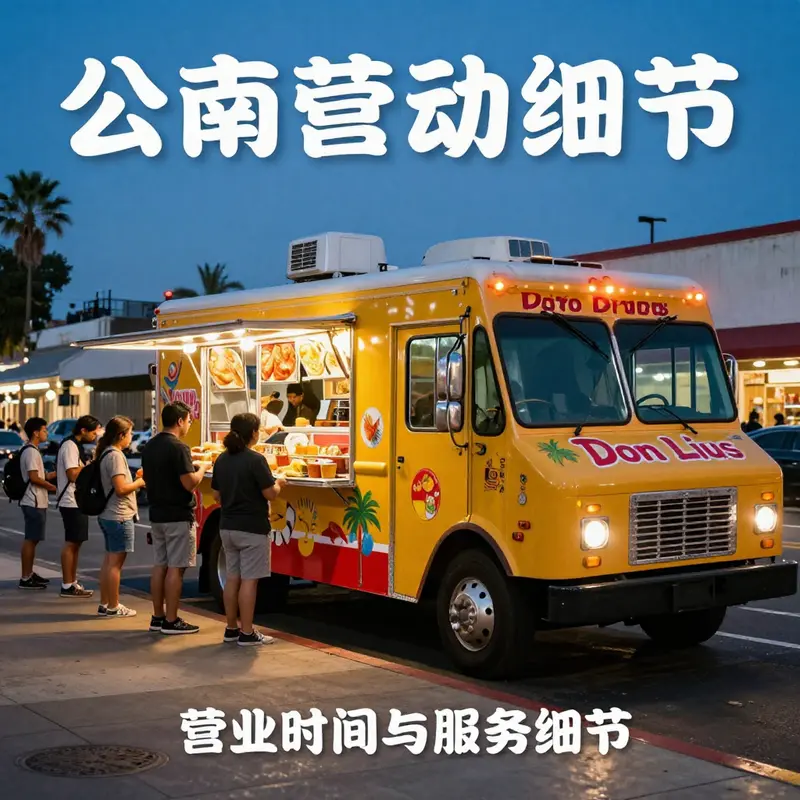 Food Truck Don Luis bustling with customers during its evening service hours in Los Angeles.
