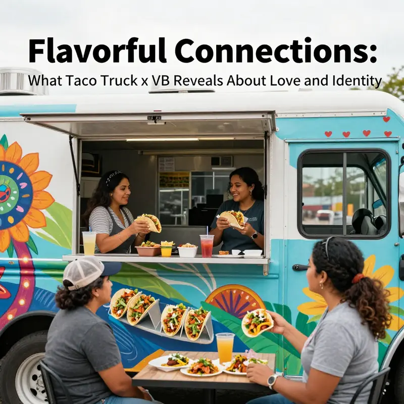 Capturing the essence of love and vulnerability at a bustling taco truck.
