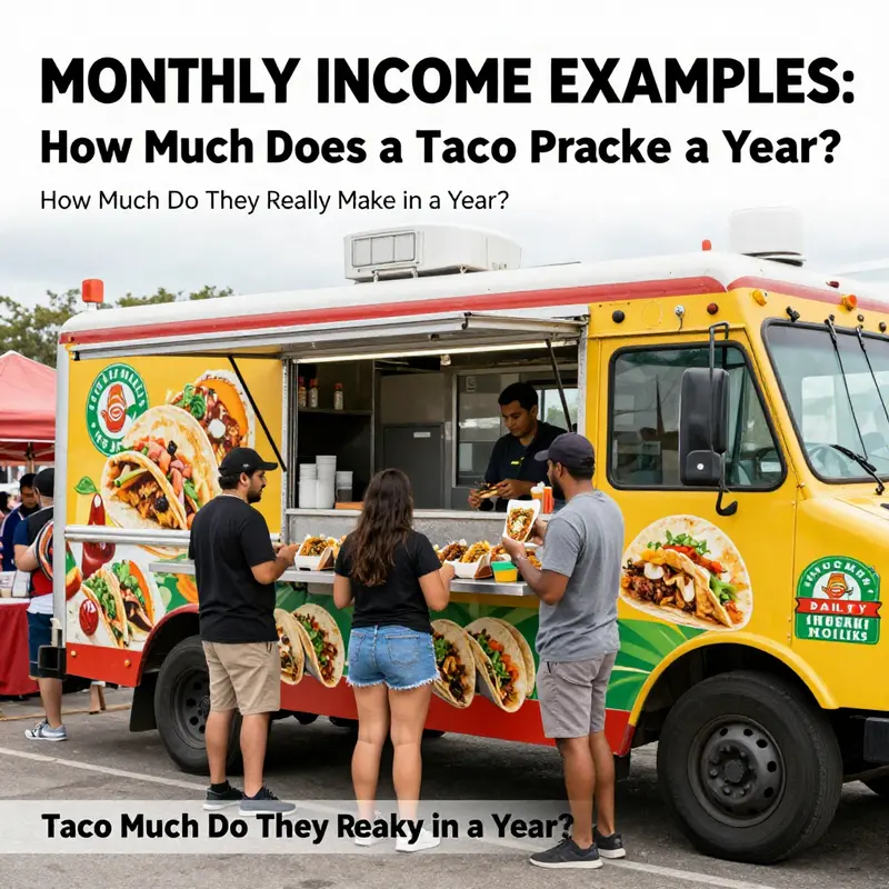 Monthly income examples showcase the potential earnings for taco trucks operating in different settings.