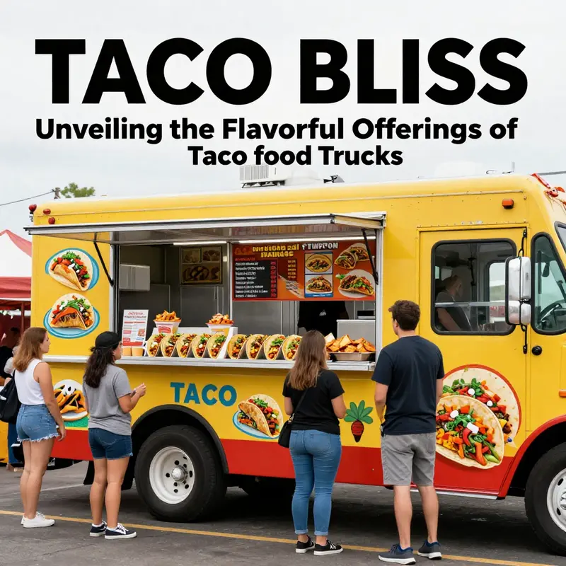 A bustling taco food truck offering an enticing variety of dishes that highlight the essence of Mexican cuisine.