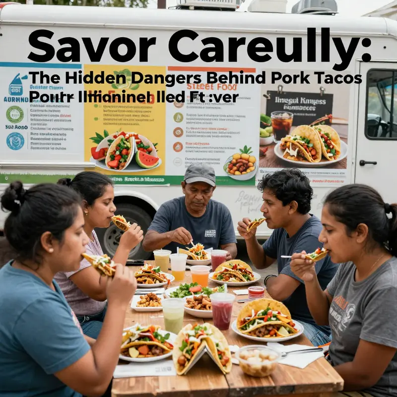 A man grappling with the aftermath of consuming pork tacos from an illegal food truck.