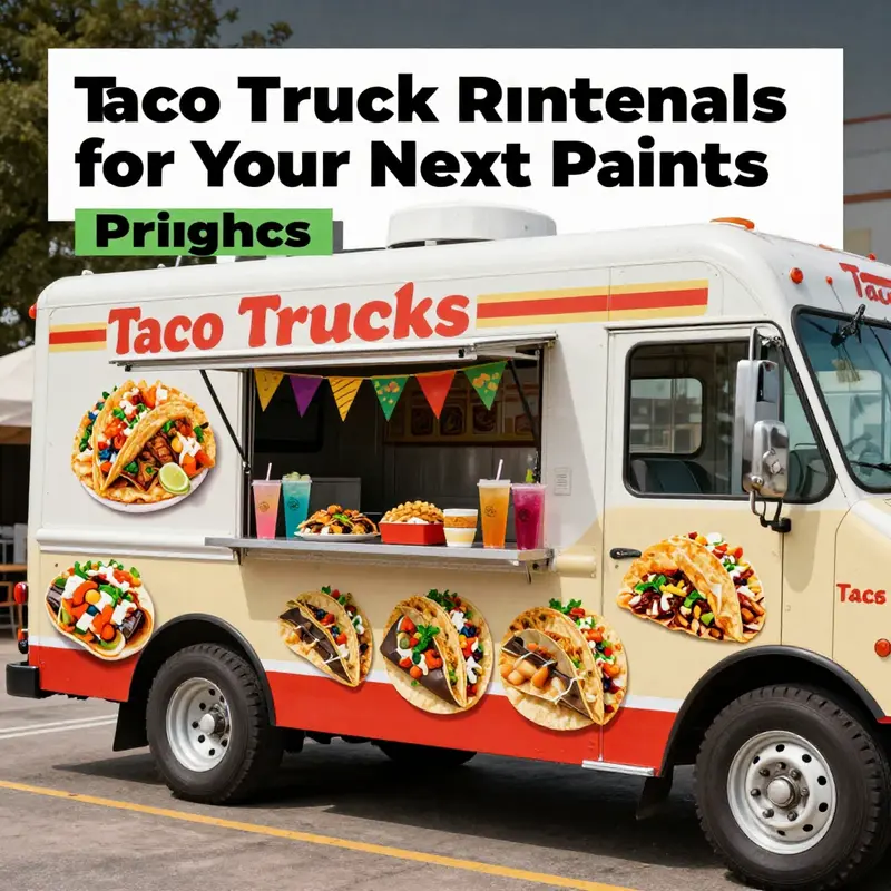 A taco truck at a lively event showcasing the variety of offerings available.