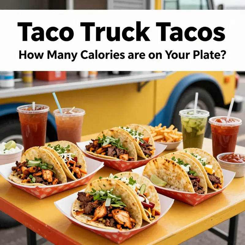 A delicious array of taco truck tacos highlighting the calorie variations between chicken, beef, and vegetarian options.