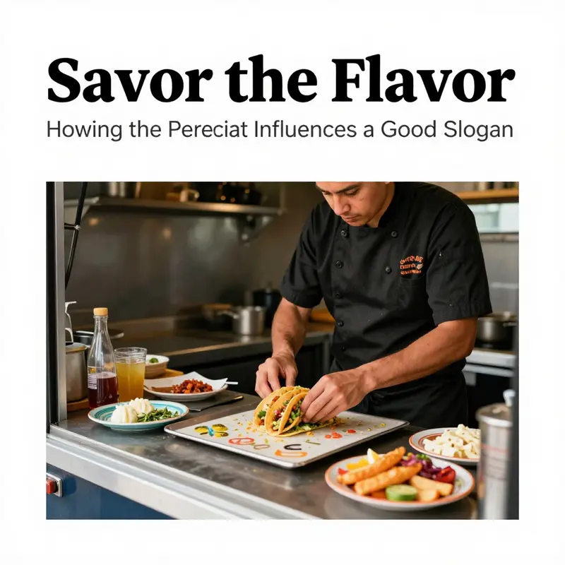 A brainstorming session dedicated to developing a catchy slogan for a taco truck.