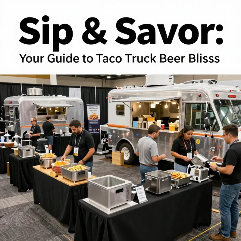 The energetic scene of a taco truck serving delicious tacos alongside refreshing beers, capturing the essence of food and drink together.